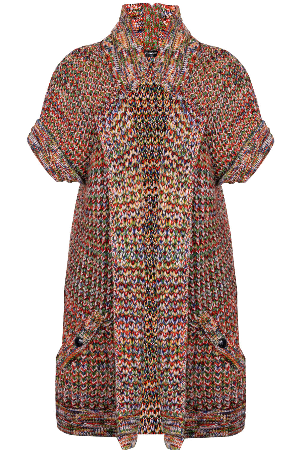 CHANEL Short Sleeve Knit Coat Multicolor