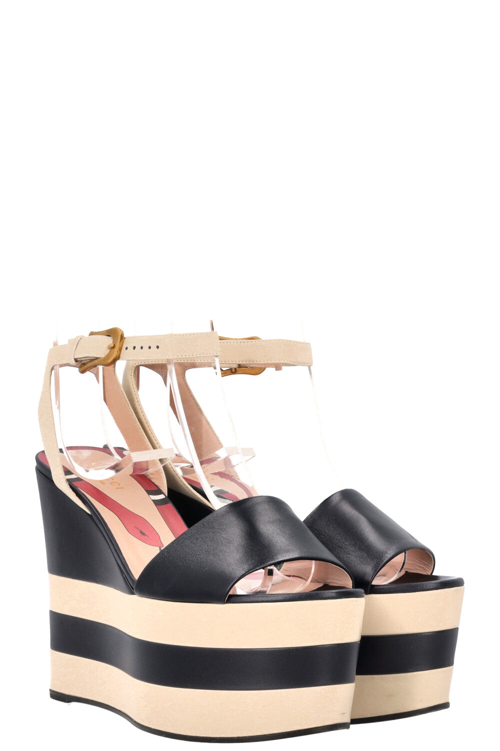 GUCCI Snake Heels Leather Black White – REAWAKE
