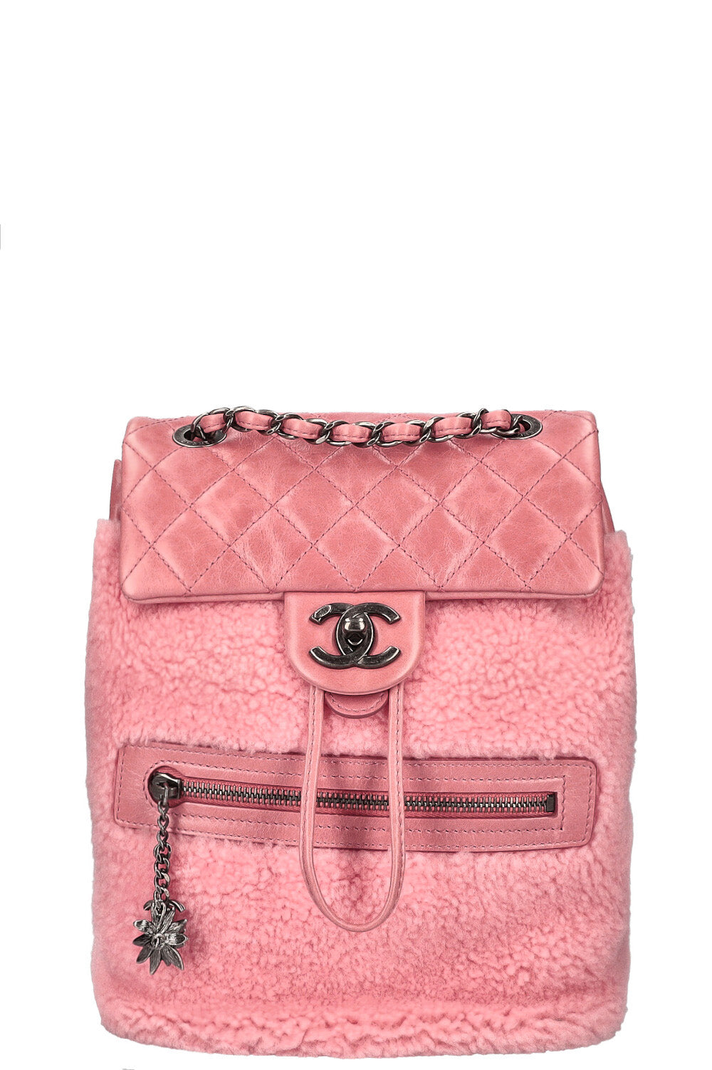 CHANEL Mountain Backpack Shearling Pink