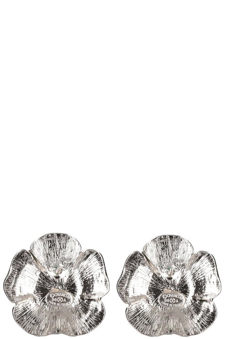 CHANEL 1998 Crystal Camelia Earring Studs