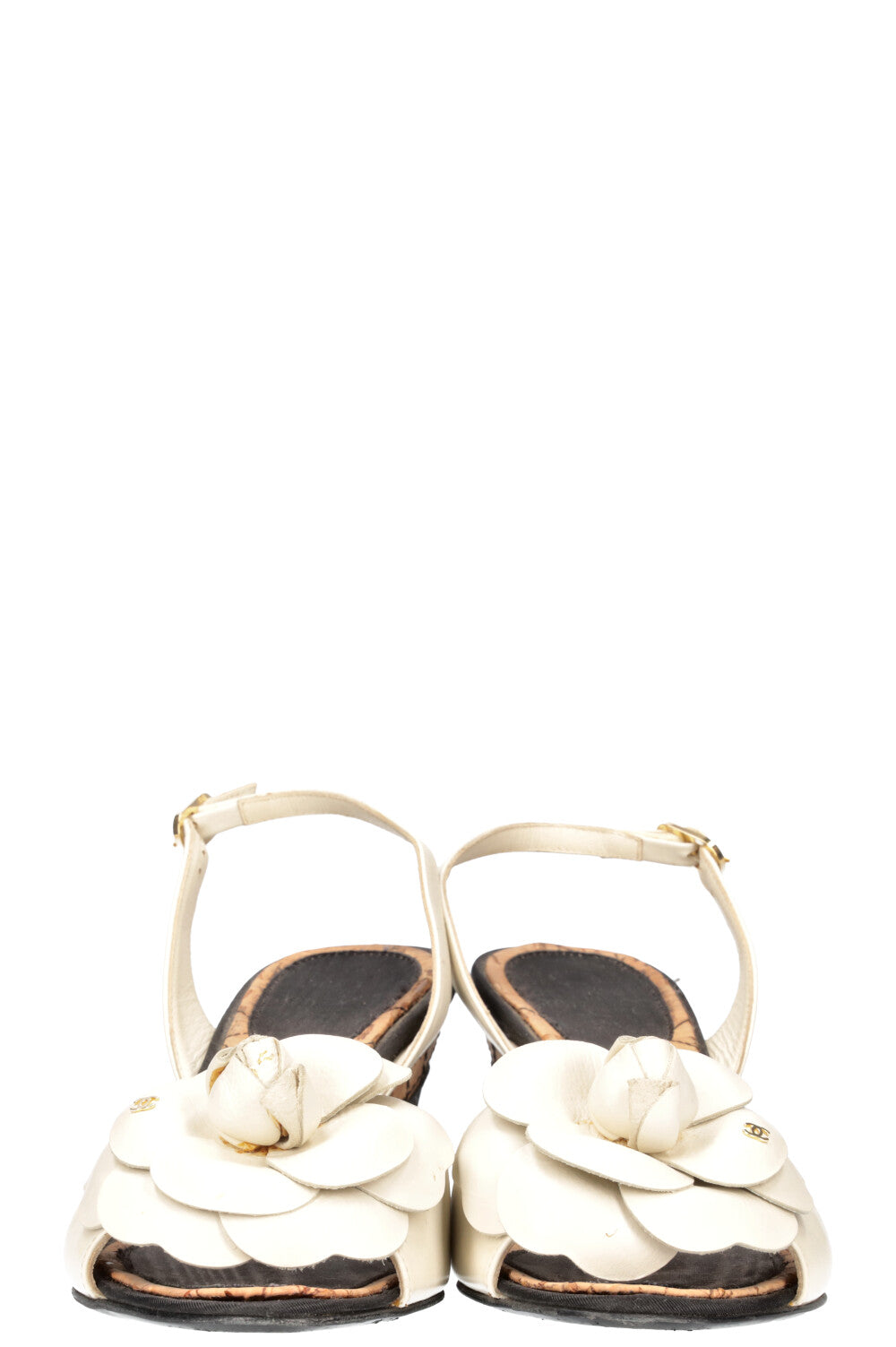 CHANEL Wedges Camelia White & Black