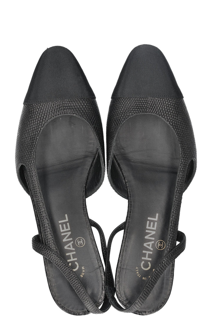 CHANEL Slingback Flats Black