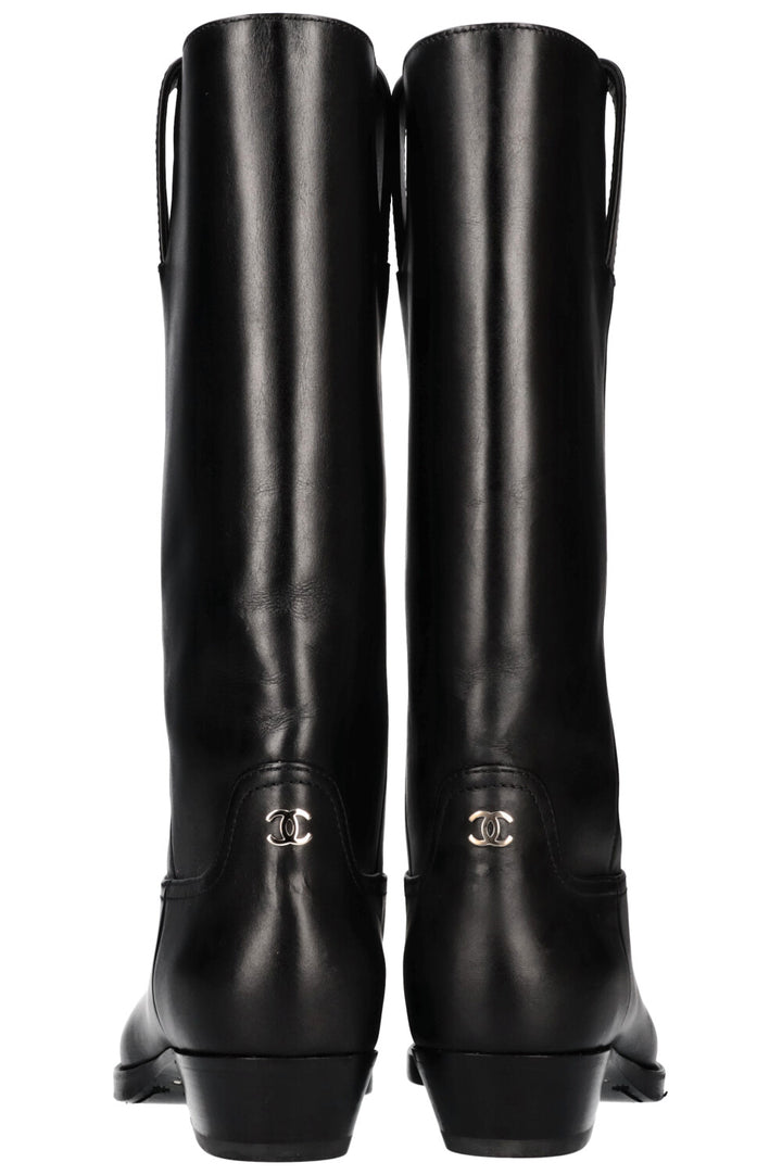 CHANEL Cowboy Boots Black