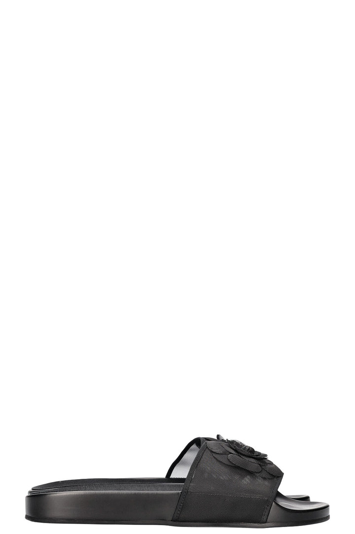 CHANEL Camelia Slides Black