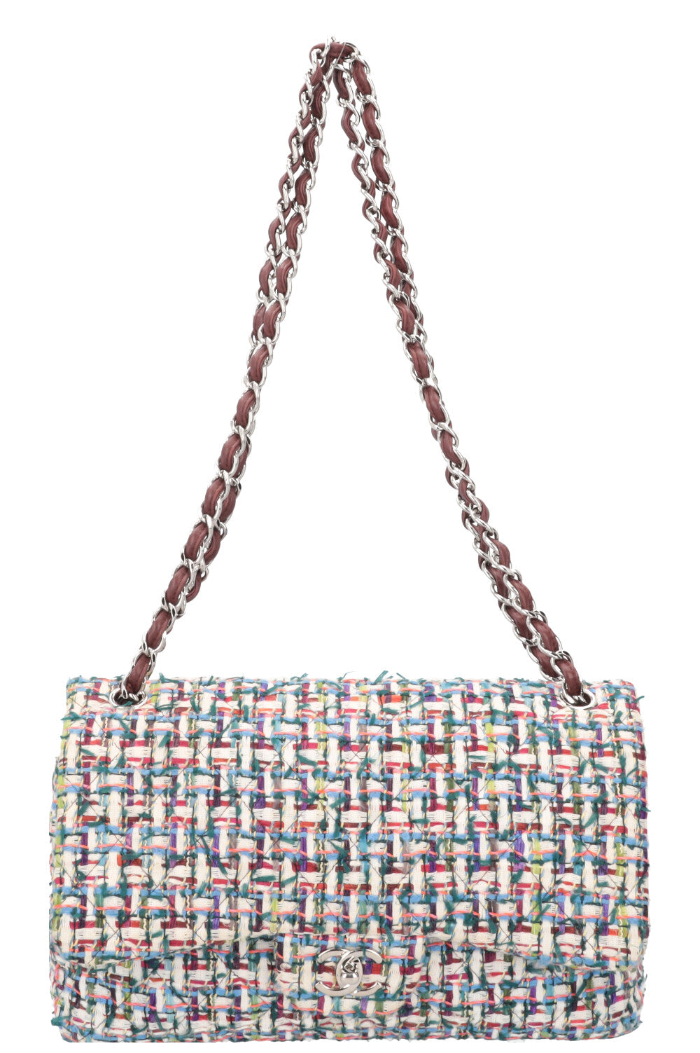 CHANEL Double Flap Bag Fantasy Tweed Large