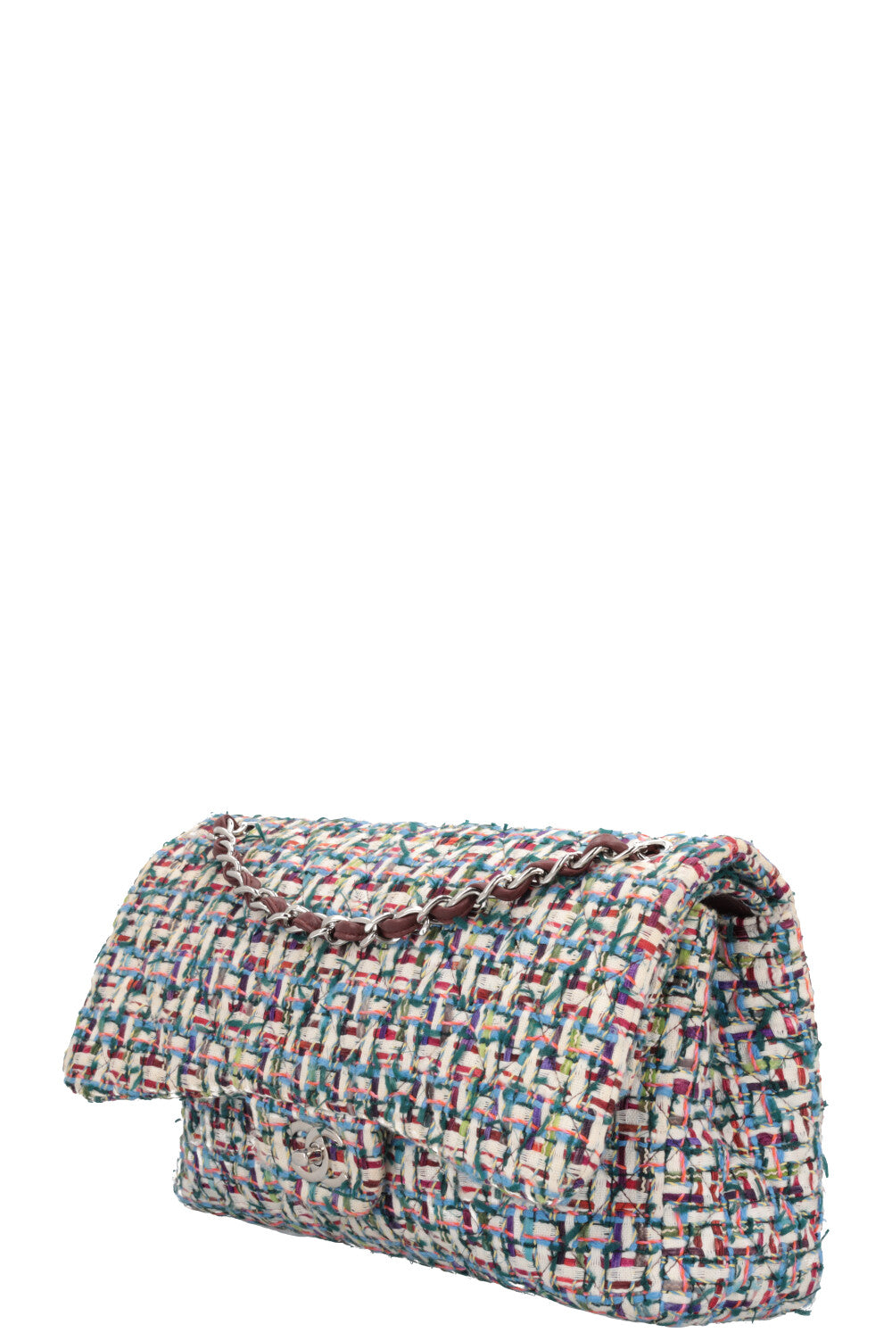 CHANEL Double Flap Bag Fantasy Tweed Large