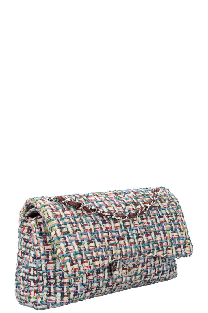 CHANEL Double Flap Bag Fantasy Tweed Large