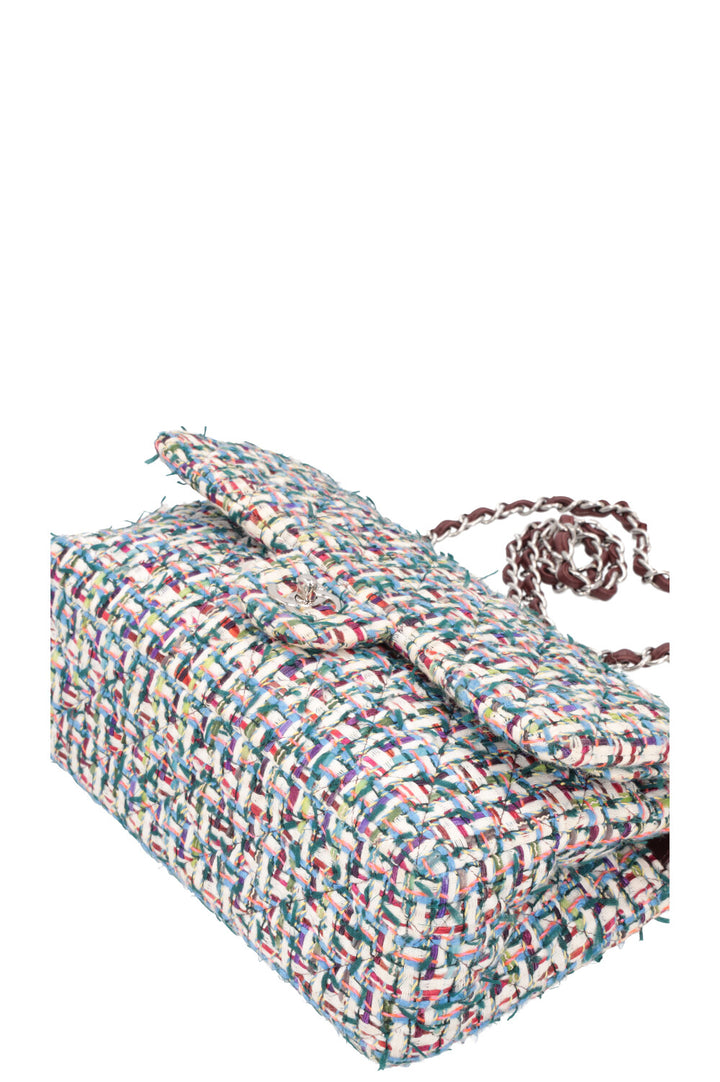 CHANEL Double Flap Bag Fantasy Tweed Large