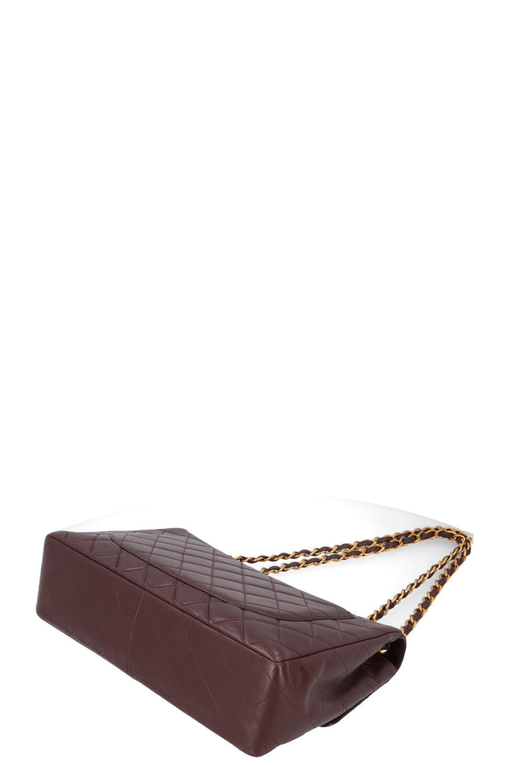 CHANEL Vintage Jumbo Single Flap Bag Burgundy