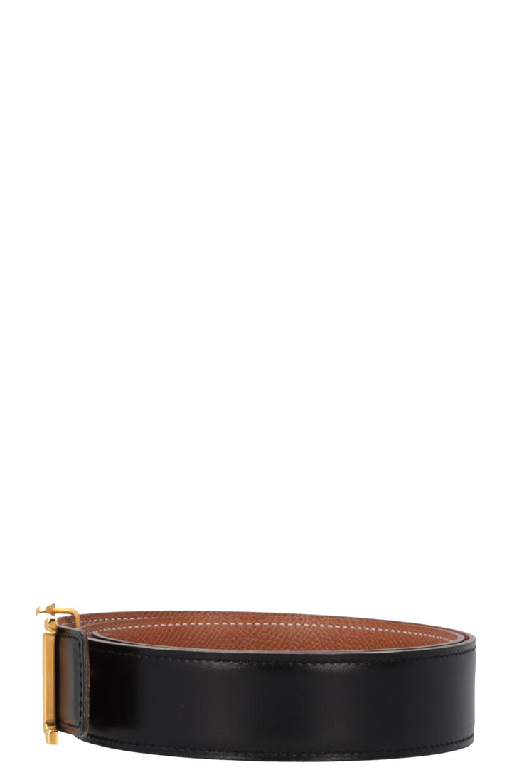HERMÈS Constance Belt 32 Reversible Gold Noir