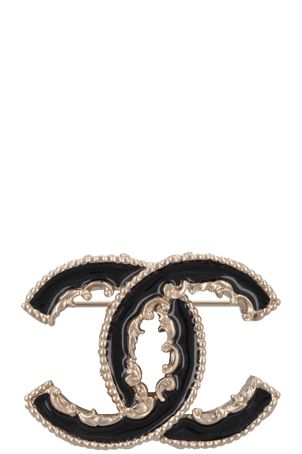 CHANEL 2014 CC Brooch Gold Black REAWAKE