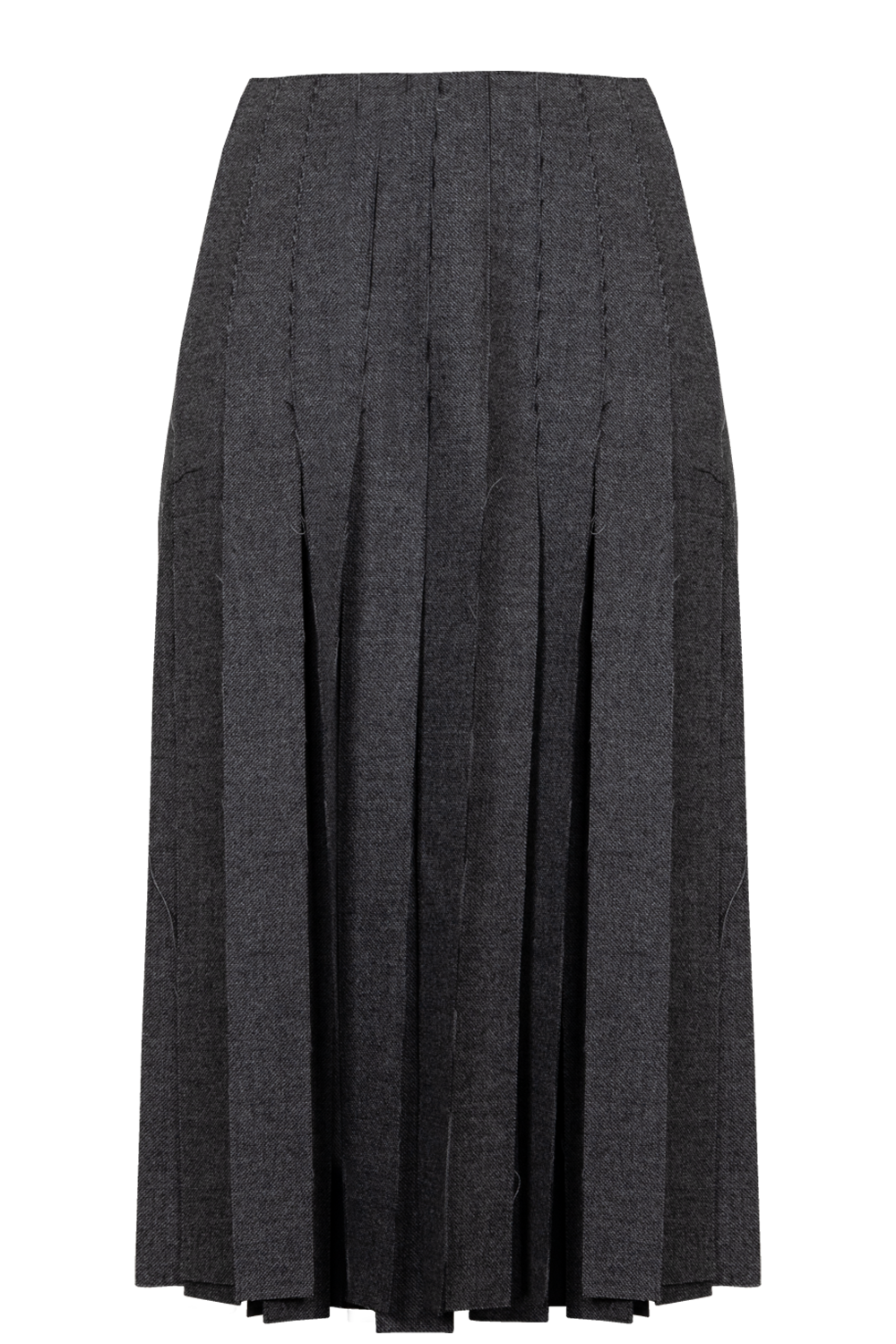 【Misapi】Prada Wool Skirt PRADA 2020 Fringed Wool Midi Skirt Grey – REAWAKE