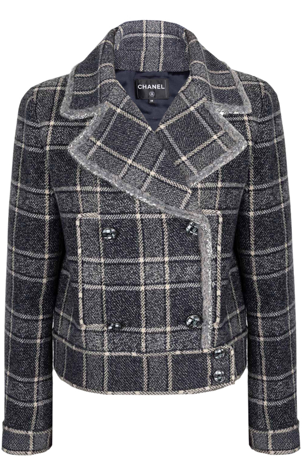 CHANEL Jacket Check Grey FW 2022