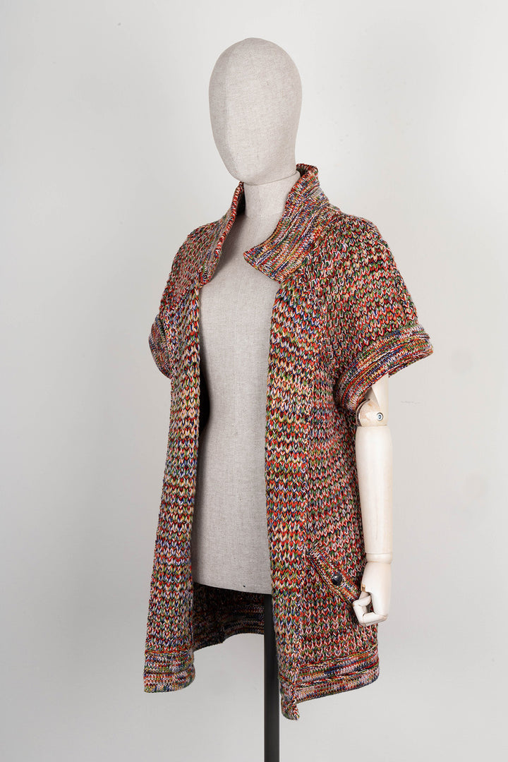 CHANEL Short Sleeve Knit Coat Multicolor