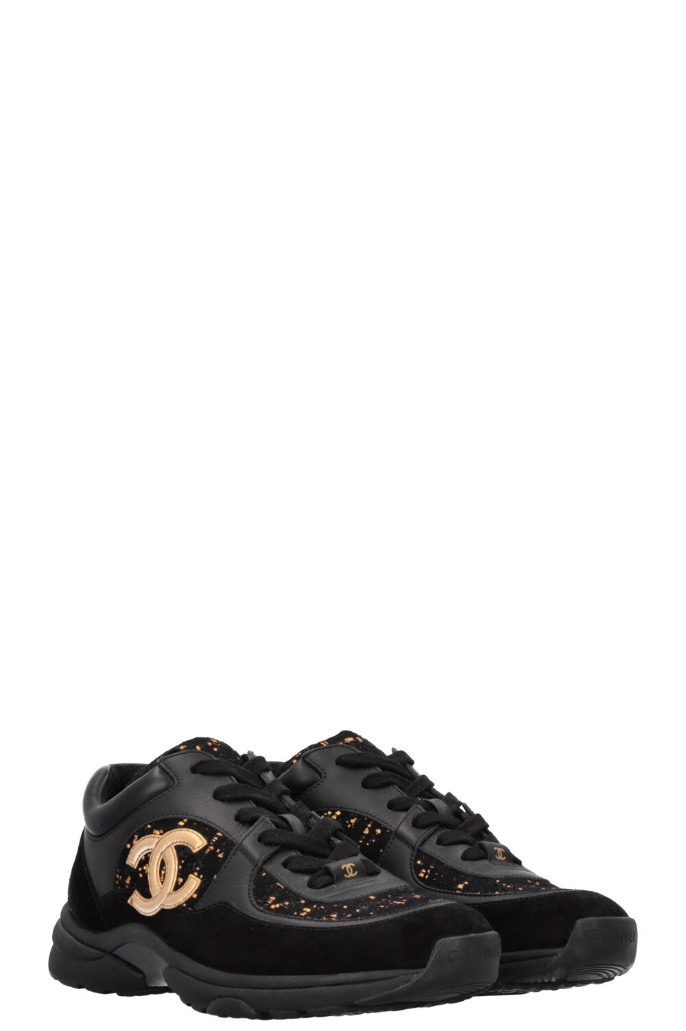 CHANEL Tennis Sneakers Tweed Black Gold – REAWAKE