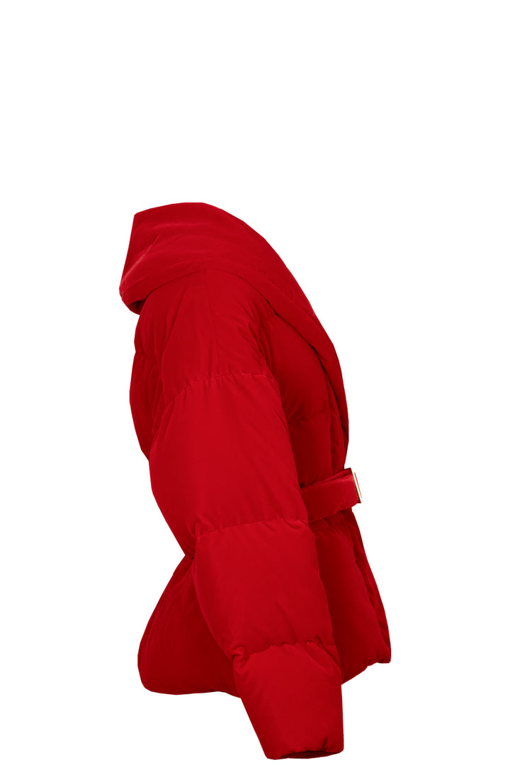 ALEXANDRE VAUTHIER Belted Down Jacket Velvet Red