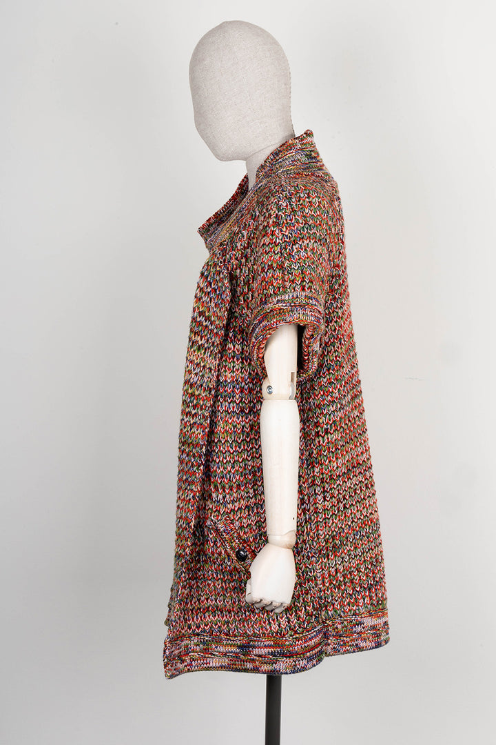 CHANEL Short Sleeve Knit Coat Multicolor