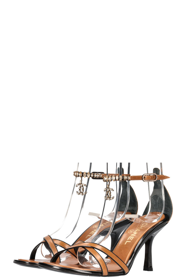 CHANEL Sandals with CC Drop Brown