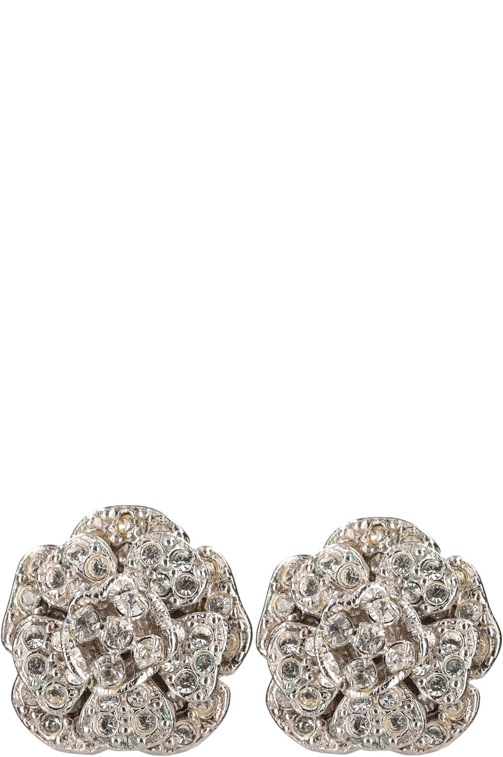 CHANEL 1998 Crystal Camelia Earring Studs