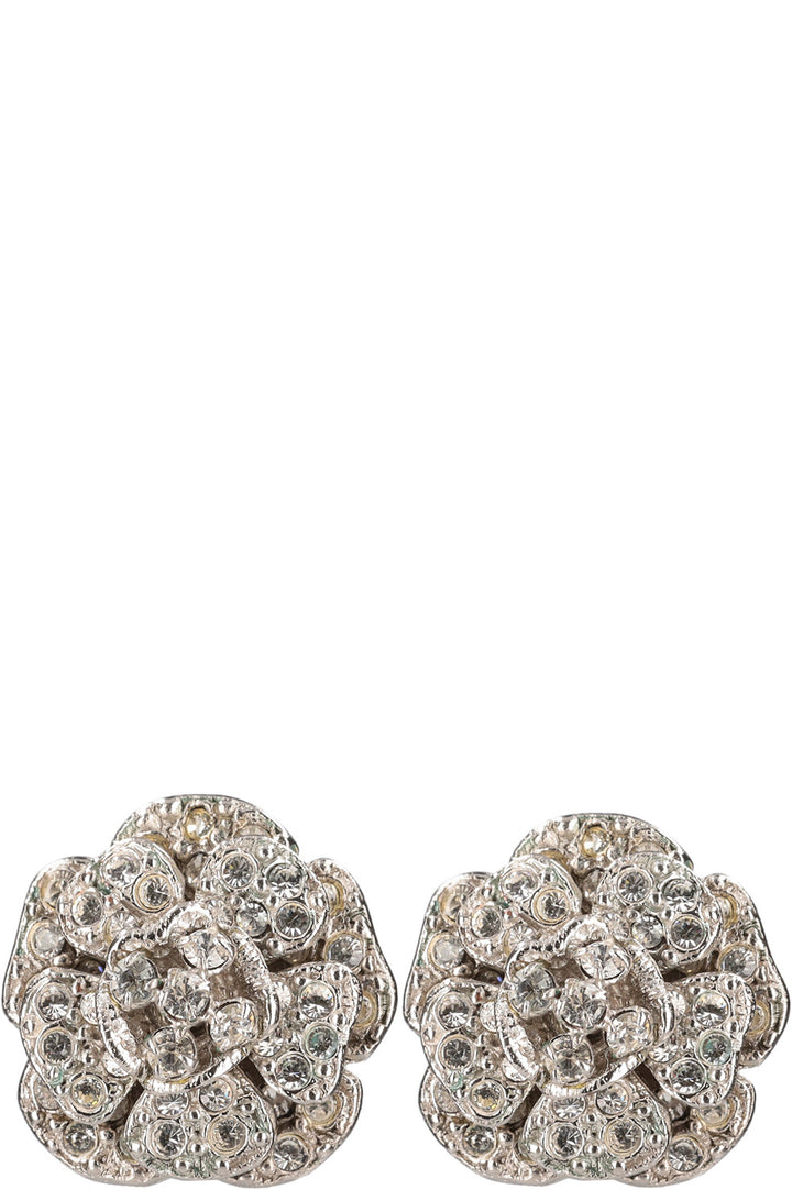 CHANEL 1998 Crystal Camelia Earring Studs