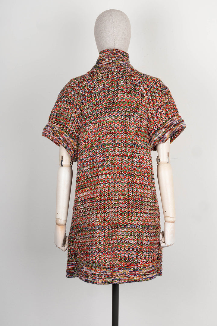 CHANEL Short Sleeve Knit Coat Multicolor