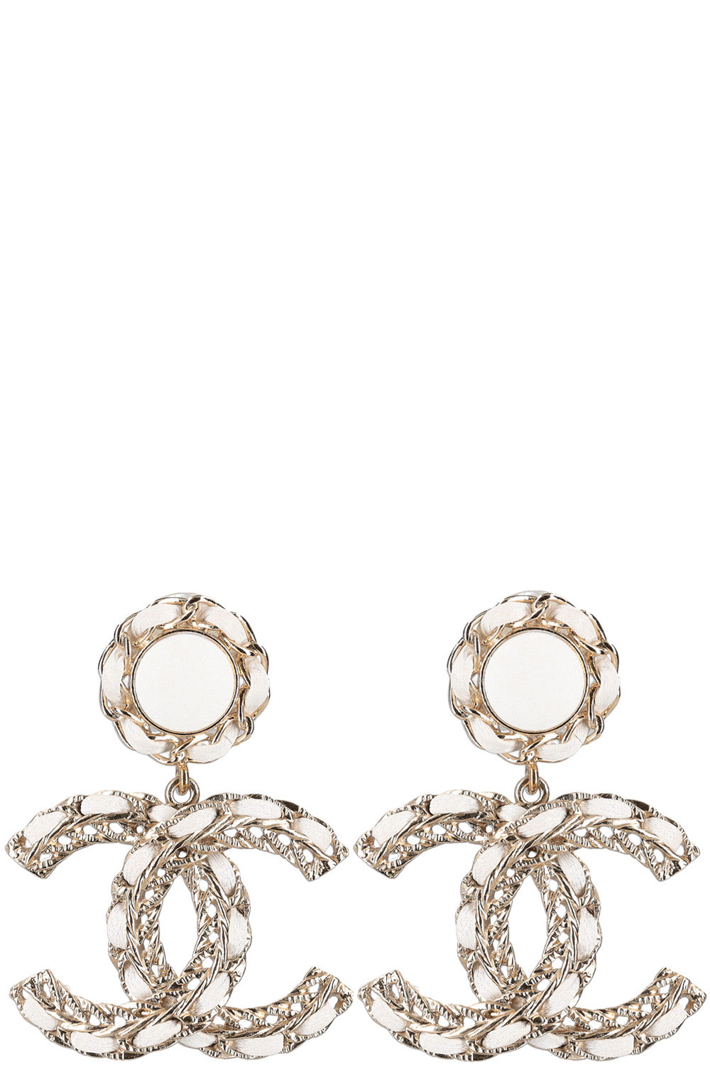 CHANEL CC Earrings White