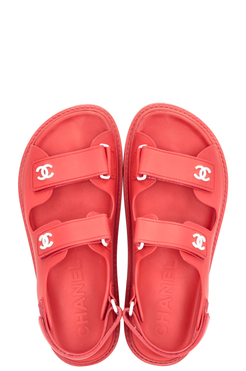 CHANEL Dad Sandals Rubber Red