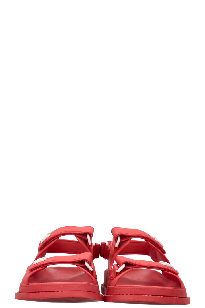 CHANEL Dad Sandals Rubber Red