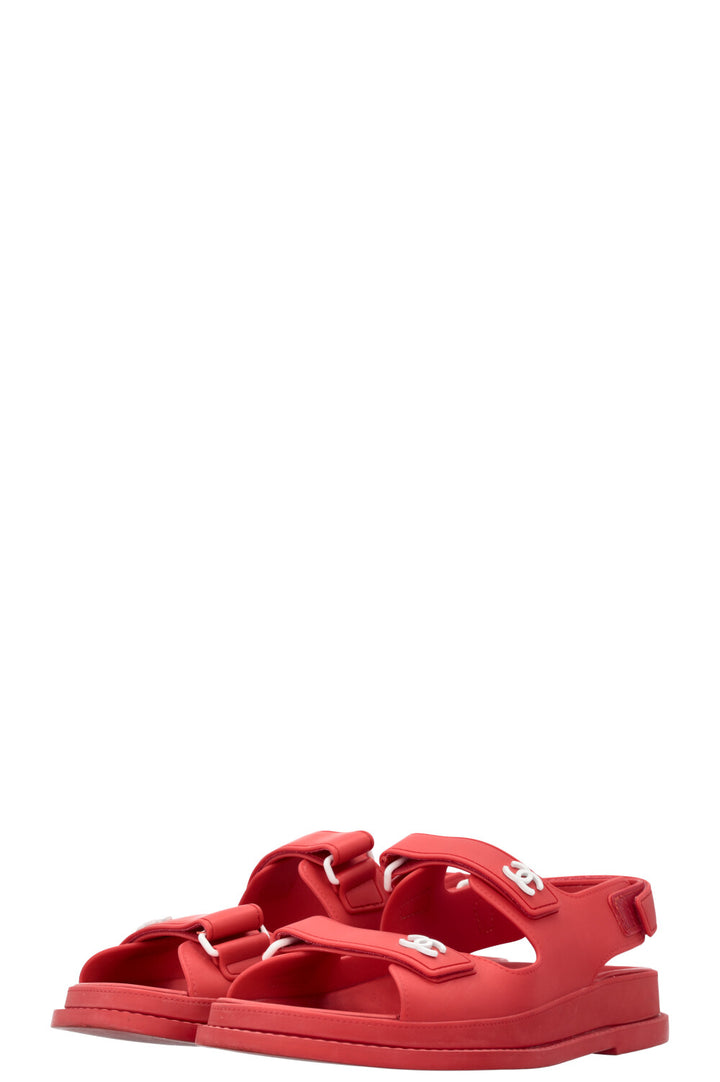 CHANEL Dad Sandals Rubber Red