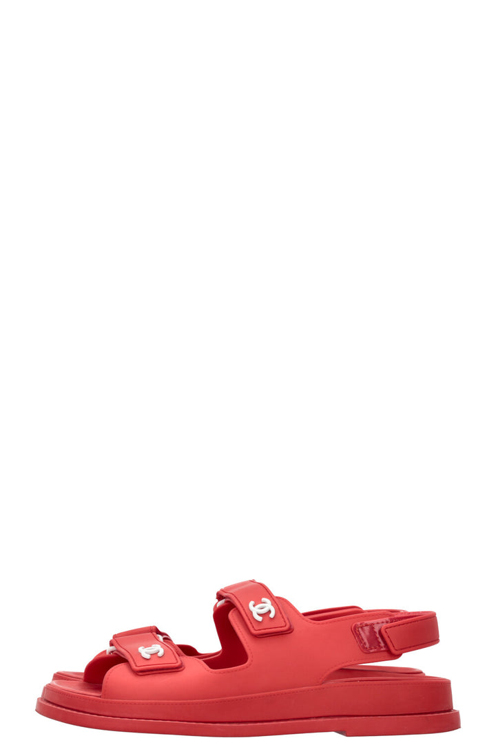 CHANEL Dad Sandals Rubber Red