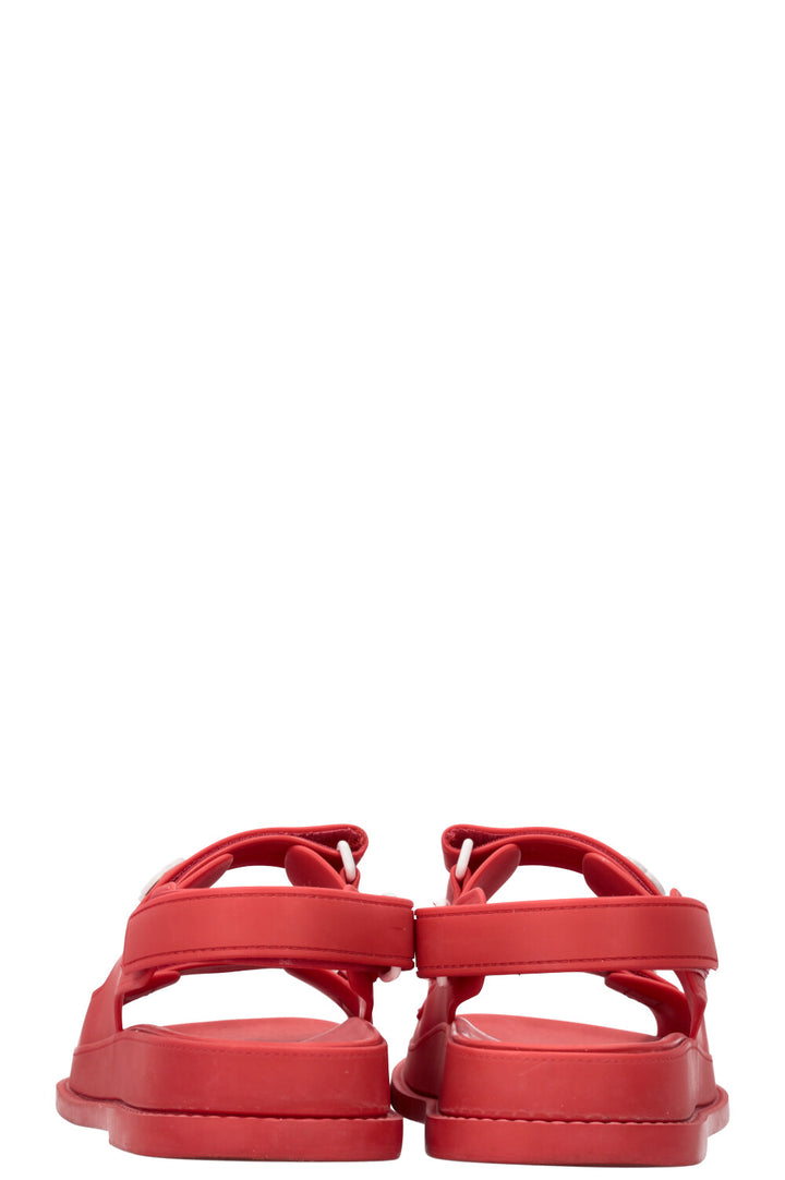 CHANEL Dad Sandals Rubber Red
