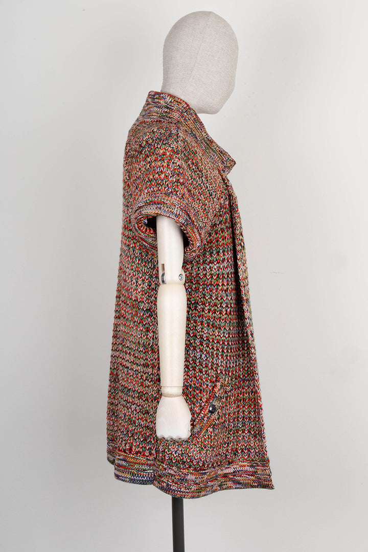 CHANEL Short Sleeve Knit Coat Multicolor