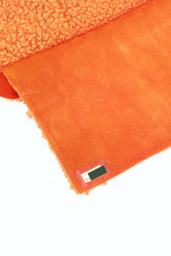 CHANEL Mini Turnlock Bag Shearling Suede Orange