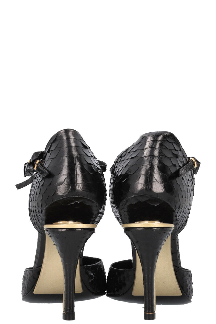 CHANEL Heels Python Black 2002 Autumn