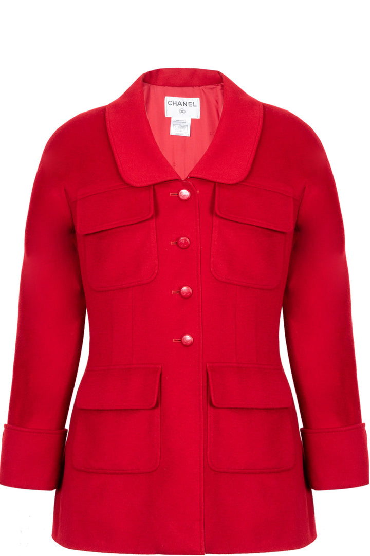 CHANEL Jacket Cashmere Red
