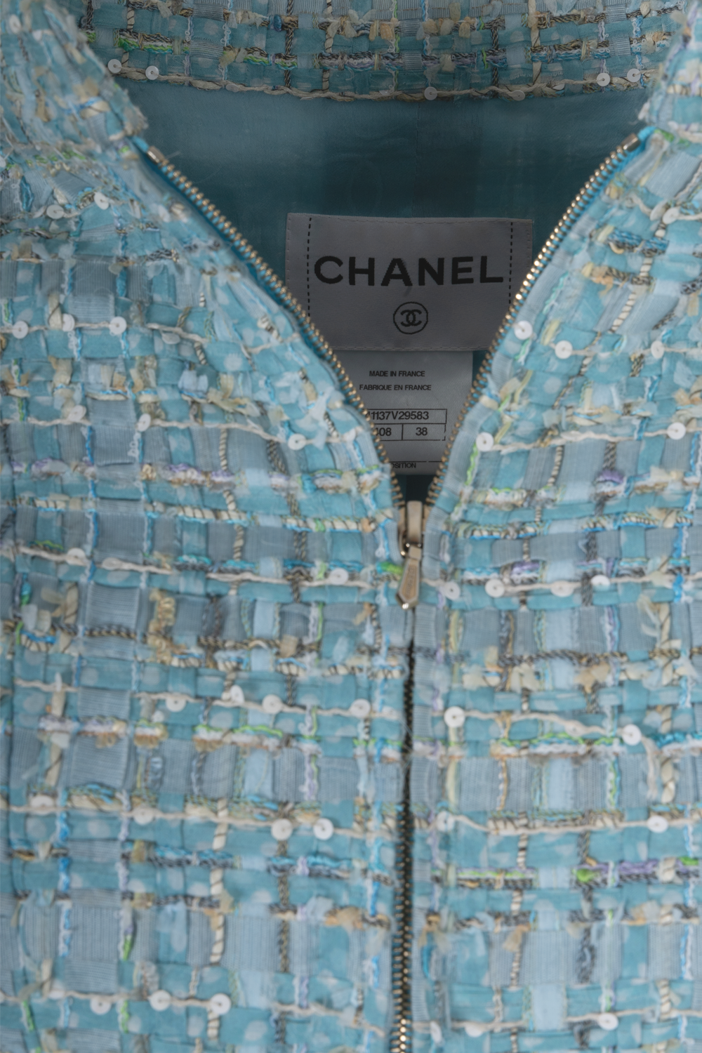 CHANEL Two Piece Fantasy Tweed Light Blue Cruise 2010
