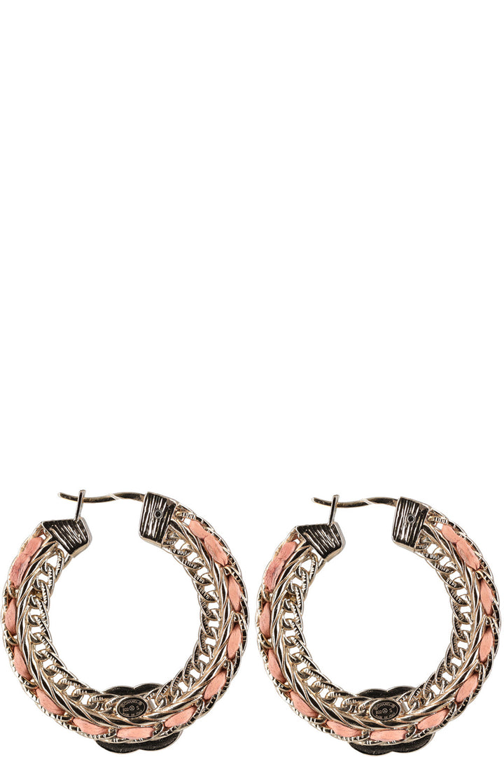 CHANEL Earrings CC Woven Pink