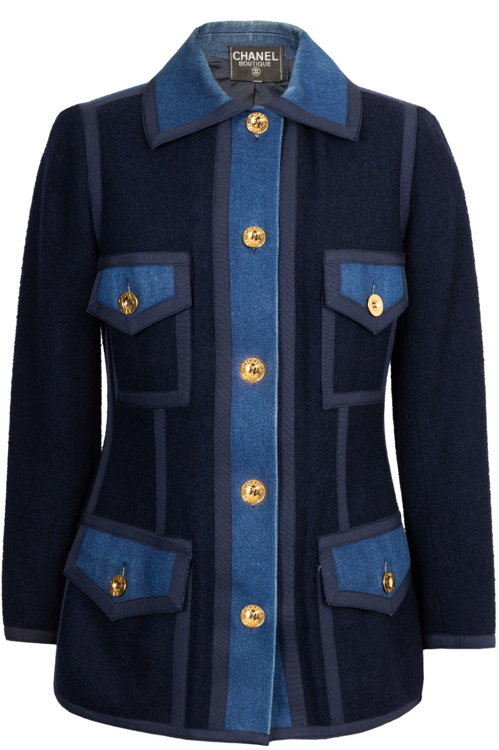 CHANEL Tweed Denim Detail Jacket Blue – REAWAKE