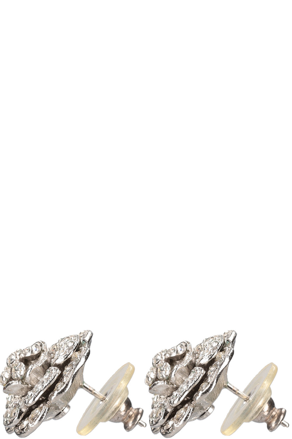 CHANEL 1998 Crystal Camelia Earring Studs