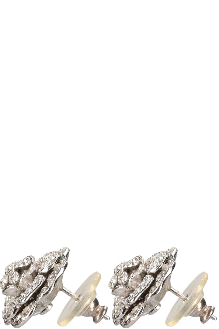 CHANEL 1998 Crystal Camelia Earring Studs