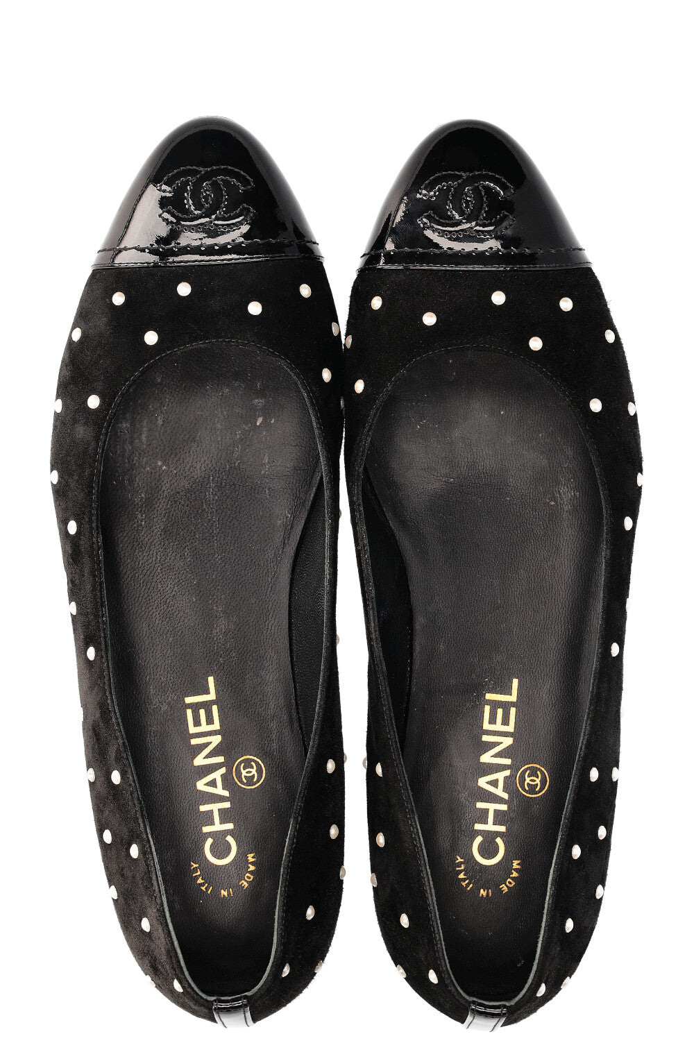 CHANEL Flats Pearls CC Cap Black