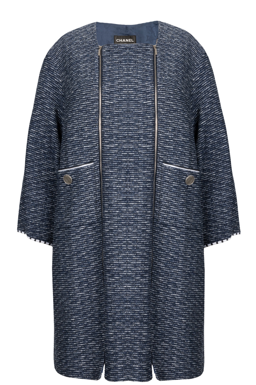 CHANEL Coat Tweed Double Zip Blue – REAWAKE