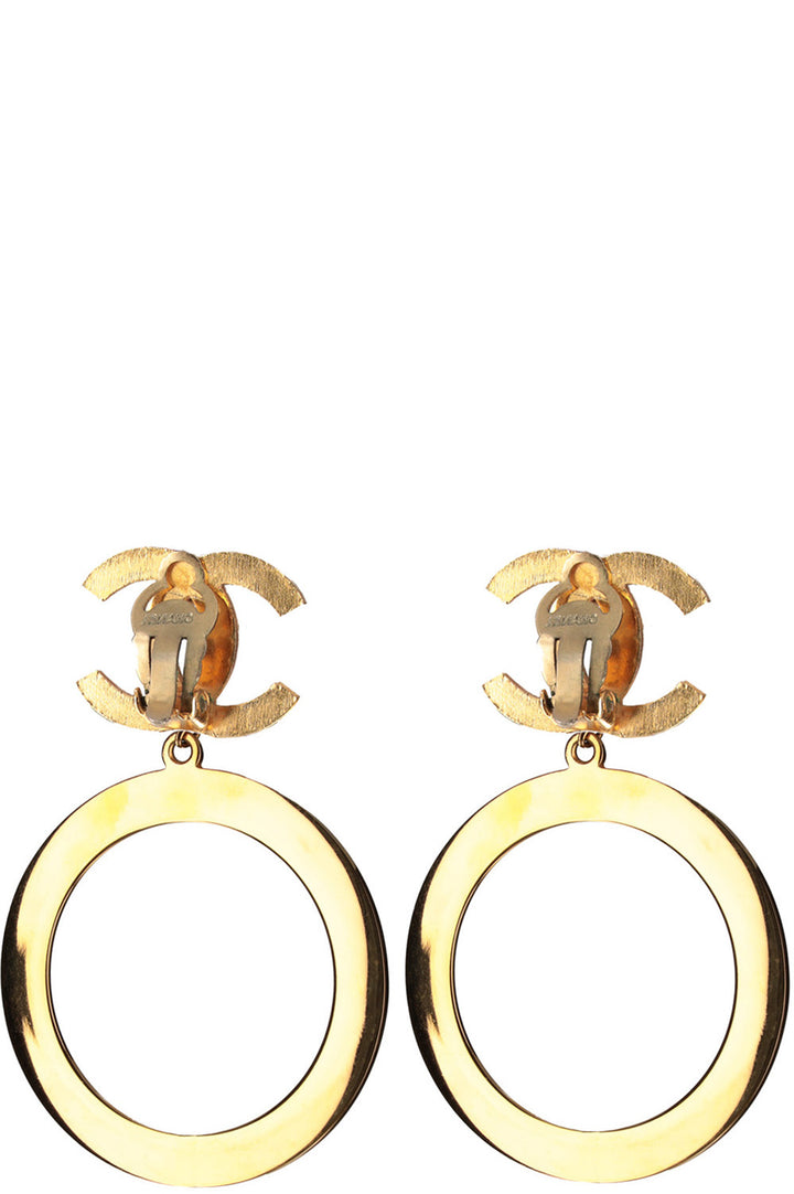 CHANEL Interlocking CC Hoop Earrings Gold Plated