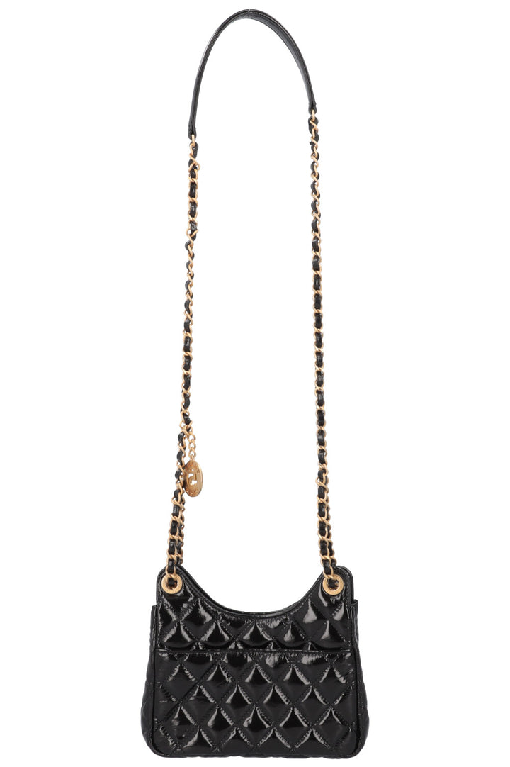 CHANEL Hobo Crossbody Bag Patent Black