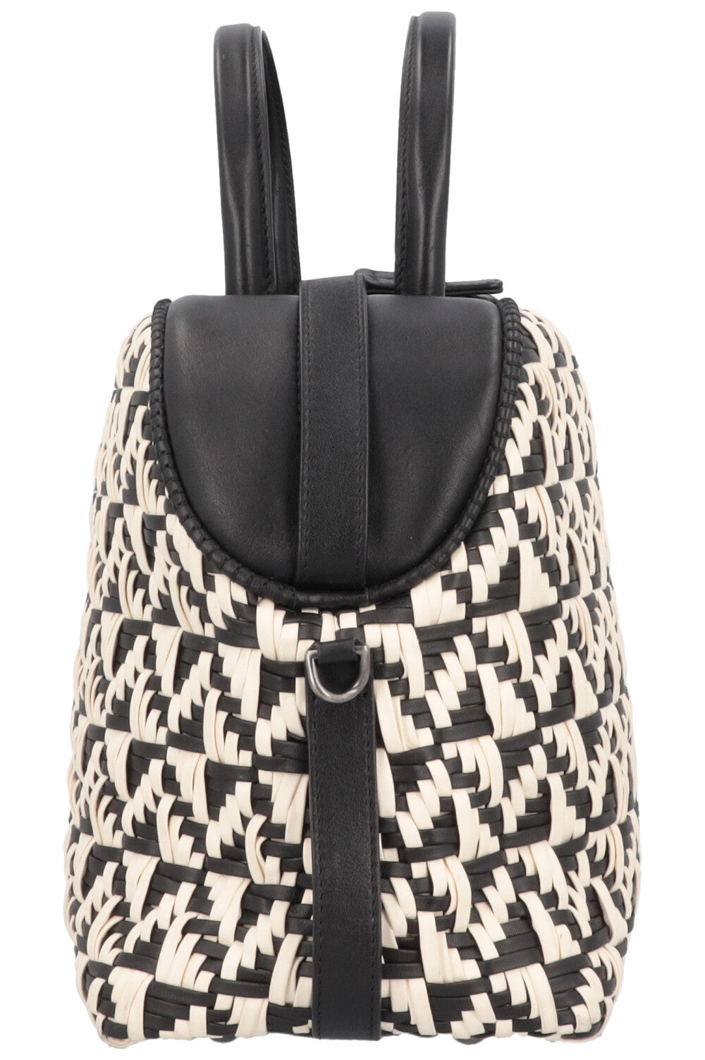 CHANEL Bowling Bag Woven Leather Black White