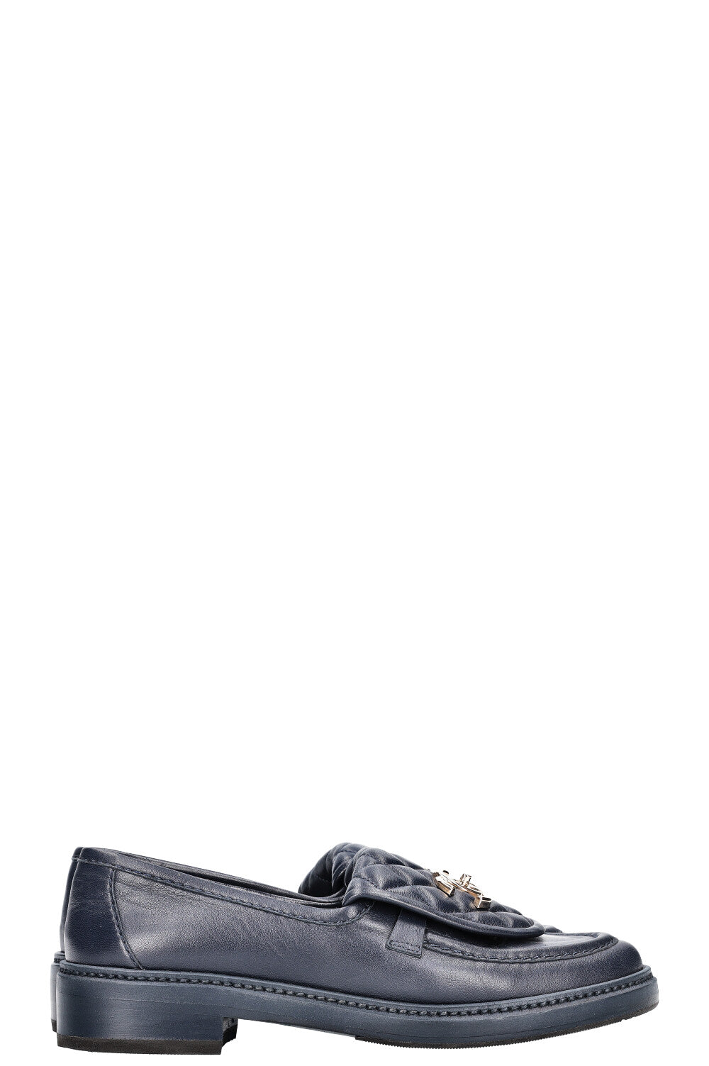 CHANEL Quilted Loafer Flats Navy