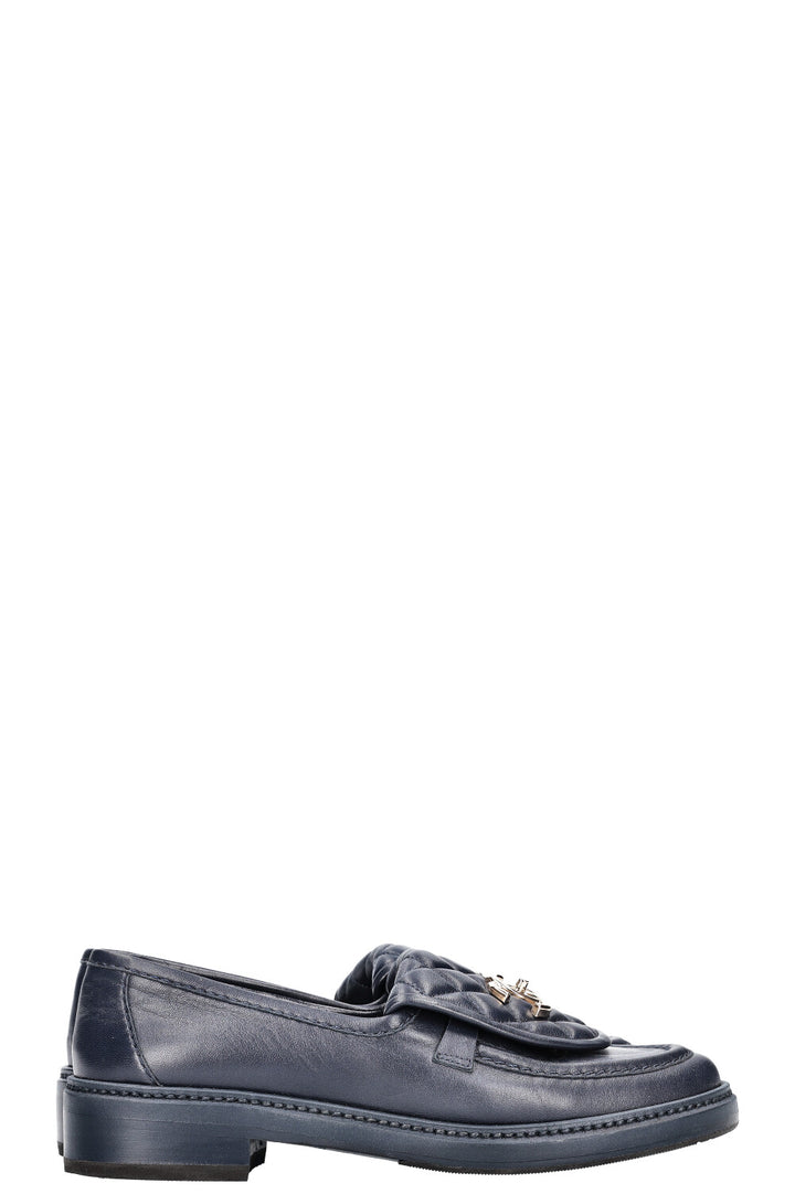 CHANEL Quilted Loafer Flats Navy
