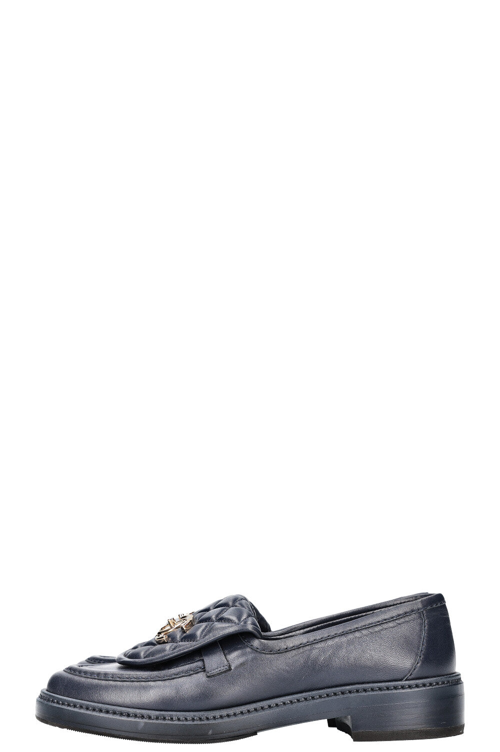 CHANEL Quilted Loafer Flats Navy