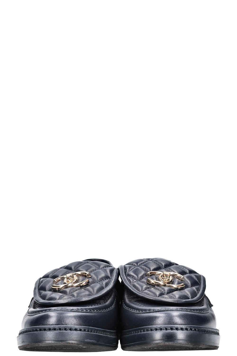 CHANEL Quilted Loafer Flats Navy