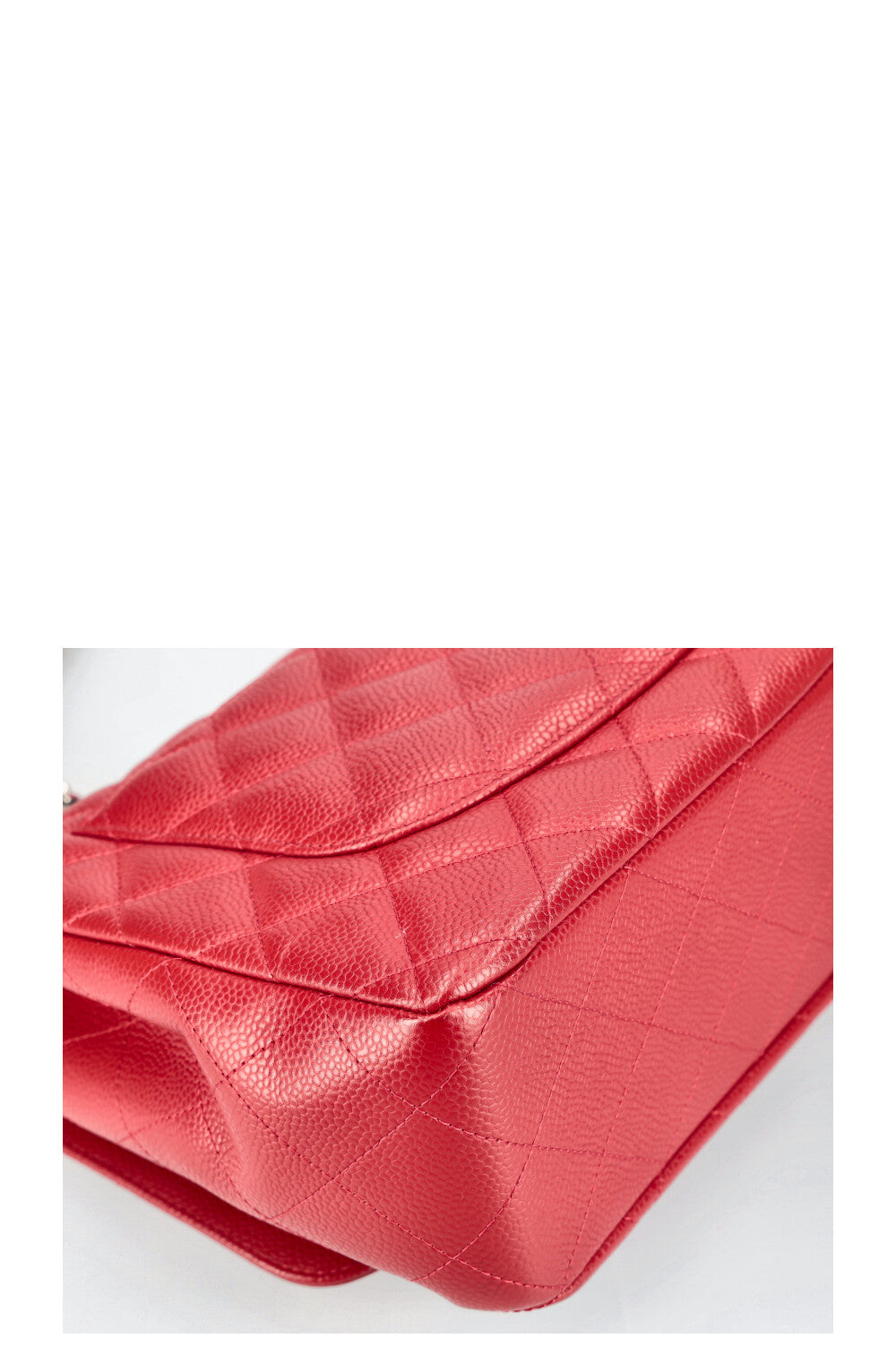 CHANEL Single Flap Bag Large Caviar Red